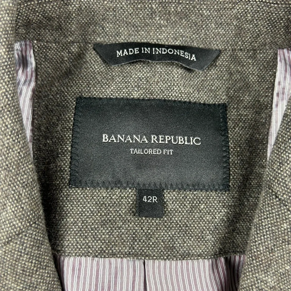 Banana Republic‎ Blazer Mens 42R Brown Cotton Italian Fabric Elbow Patch Sport
